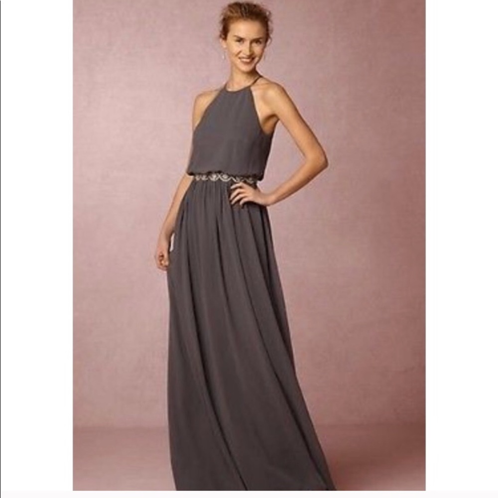BHLDN Charcoal Grey Halter Maxi Dress